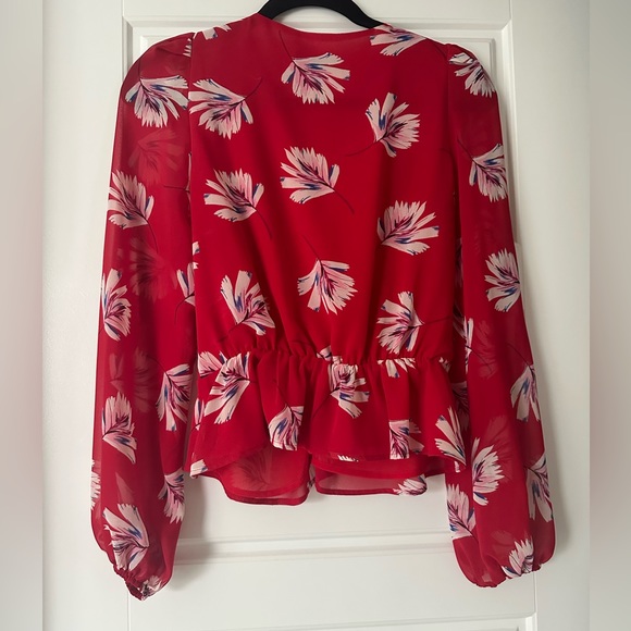 Express Red Floral Print Top - Picture 3 of 8